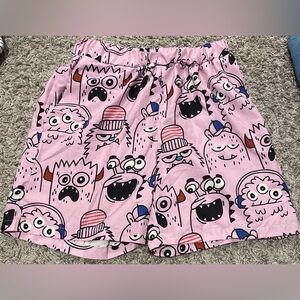 Pink Monster Print Shorts
